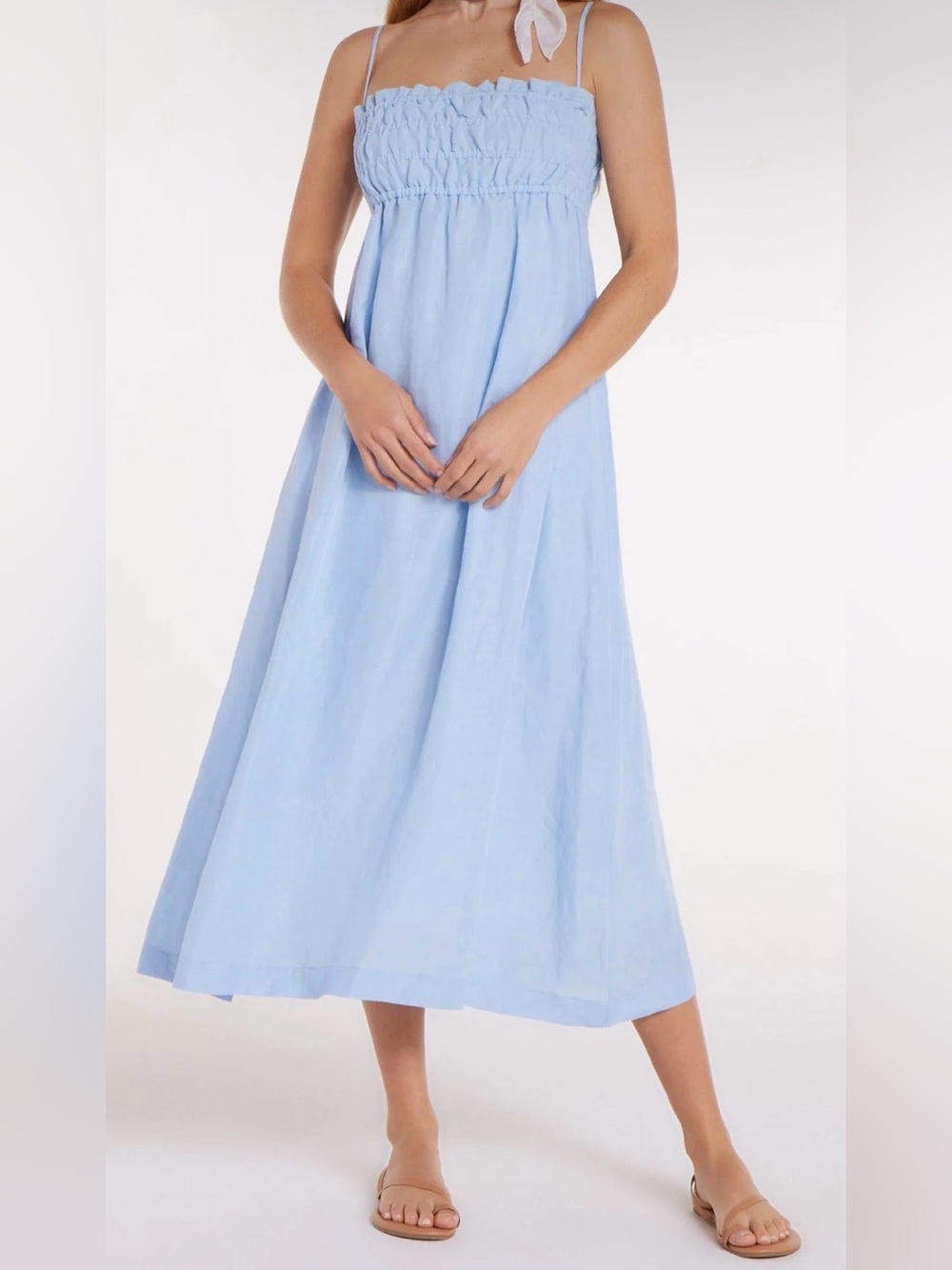 Hermoza Margot Dress - Light Blue Sundress w/ Smocked Top - NWT - Size L